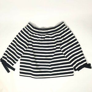 J.Crew Navy Striped Off The Shoulder Top